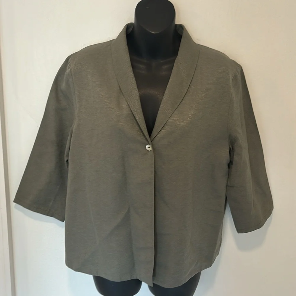 Eileen Fisher New York Silk Green Formal Jacket Size Small